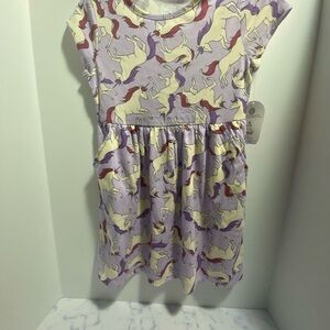 Purple Unicorn Print Dress